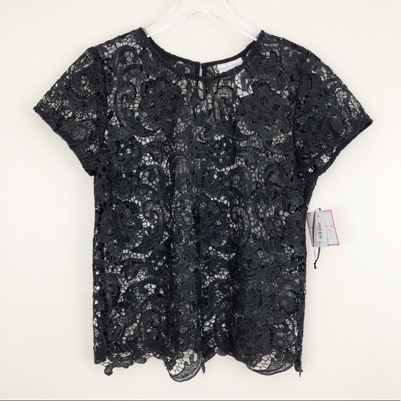 Bisou Bisou | NWT Short Sleeved Lace Top - Picture 1 of 5